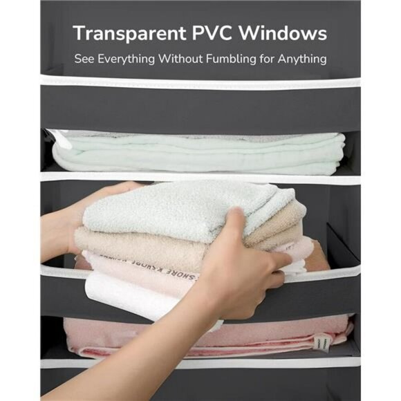 Over The Door Hanging Organizer 6 Pocket Storage Rack Closet Bathroom Gray - Picture 4 of 8